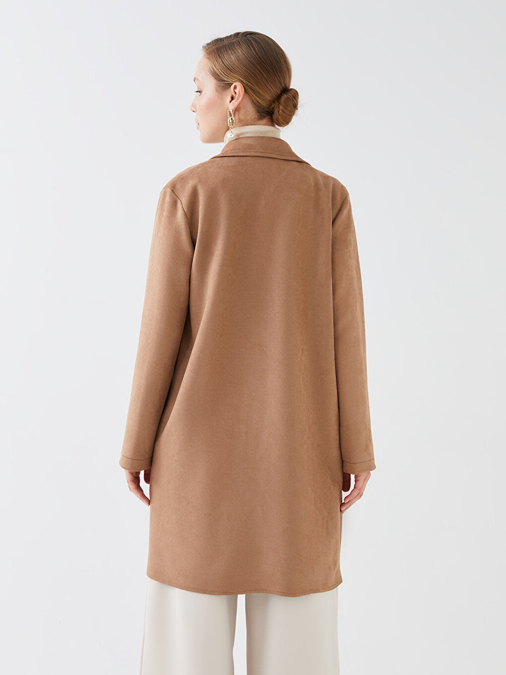 Jacket Collar Plain Long Sleeve Women's Trench Coat