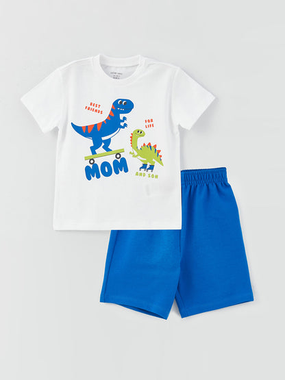 Bicycle Short Short Sleeve Printed Baby Boy T-Shirt and Shorts 2-Piece Set