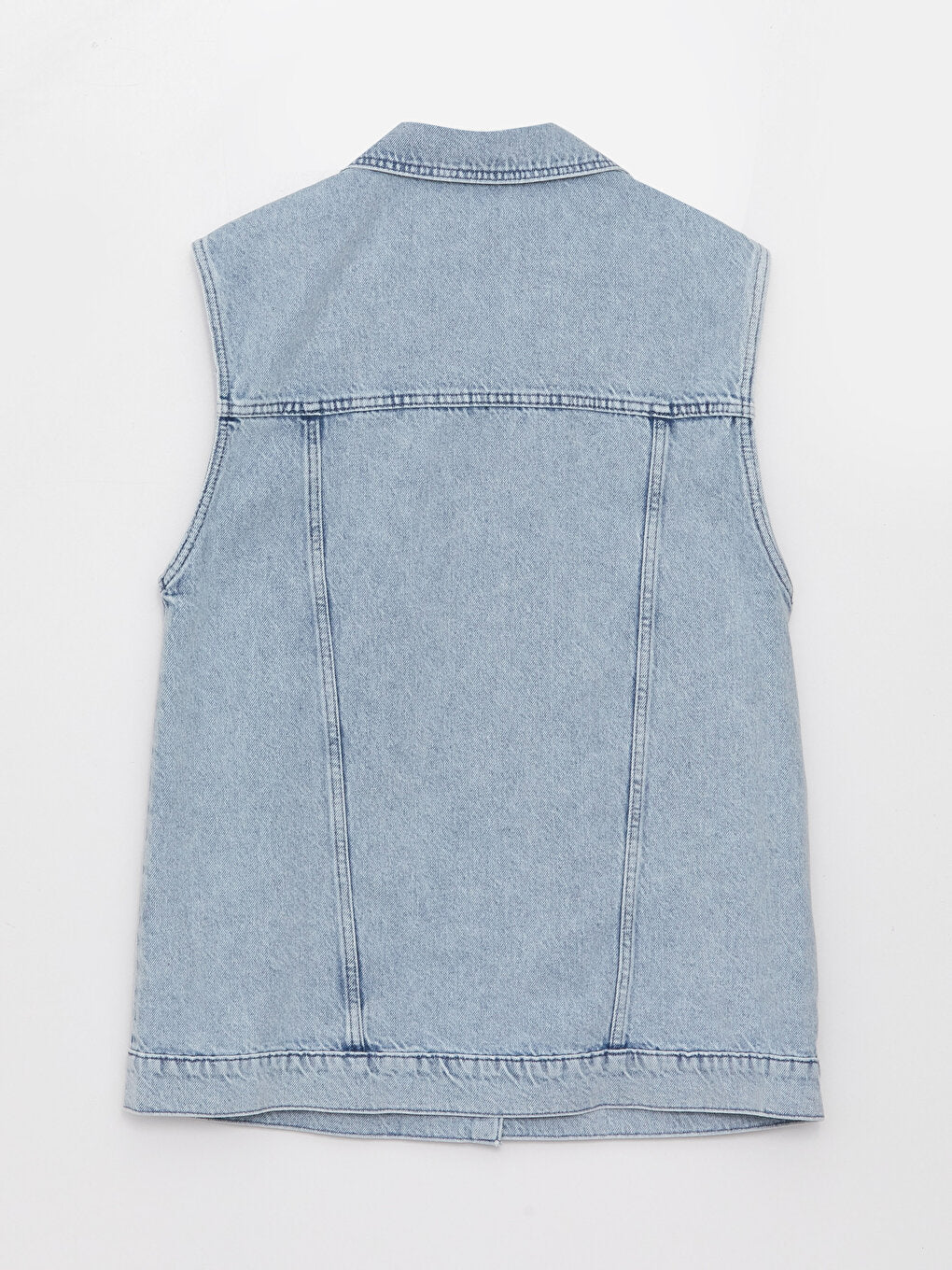 Women's Shirt Collar Plain Jean Vest