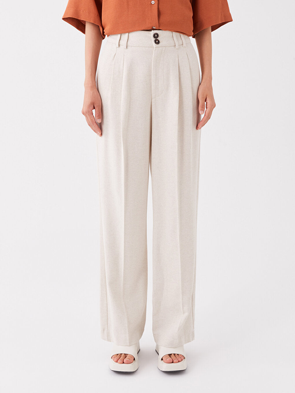 Comfortable Fit Straight Wide Leg Women's Trousers