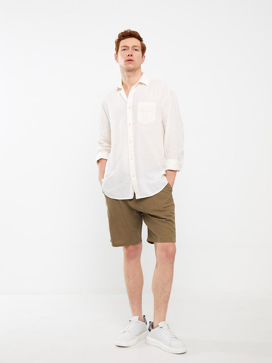 Standard Fit Linen Blend Men's Shorts