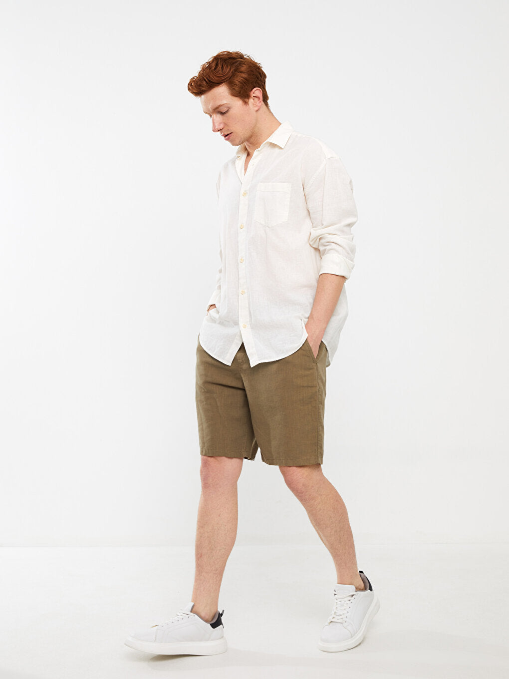 Standard Fit Linen Blend Men's Shorts