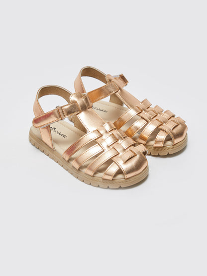 Leather Look Velcro Girls Sandals