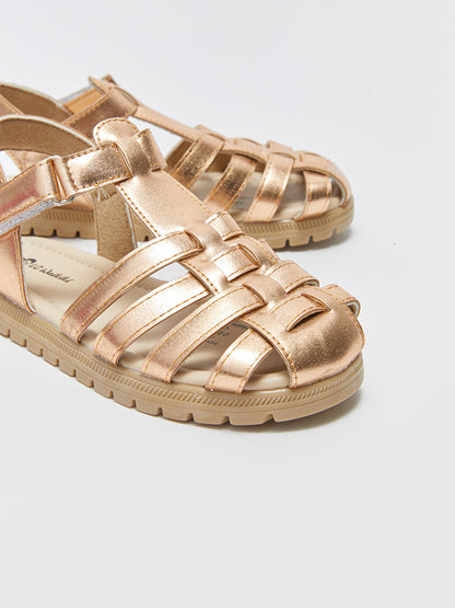 Leather Look Velcro Girls Sandals