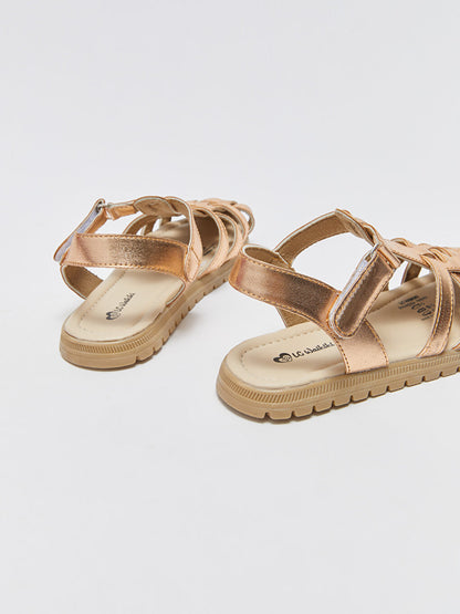 Leather Look Velcro Girls Sandals