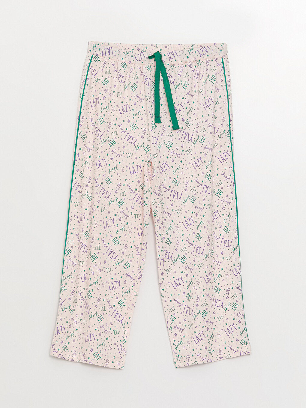 Patterned Women's Capri Pajama Bottoms with Elastic Waist