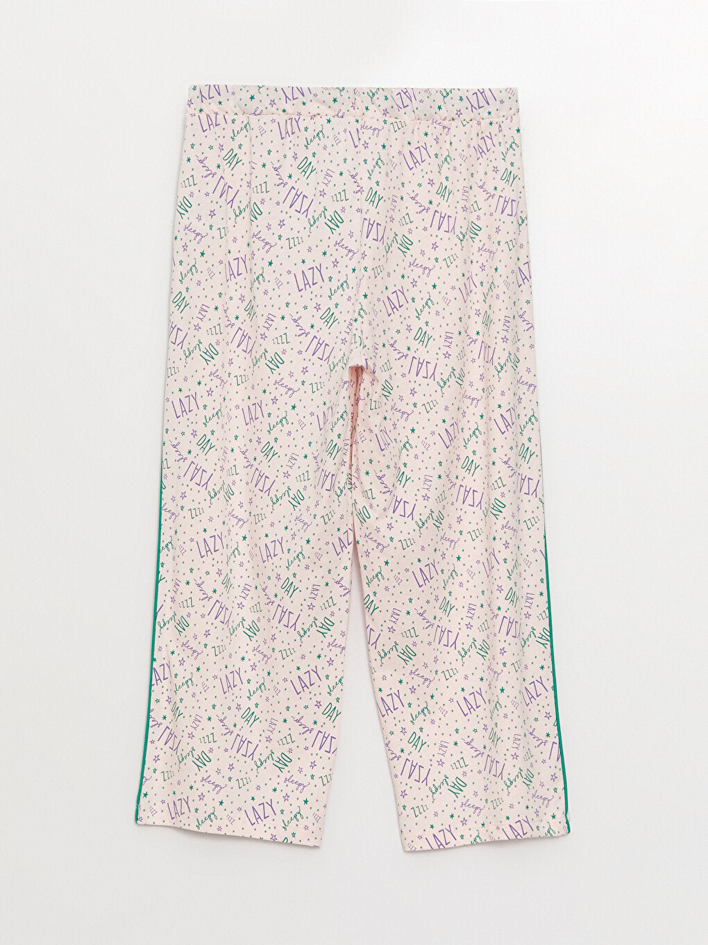 Patterned Women's Capri Pajama Bottoms with Elastic Waist