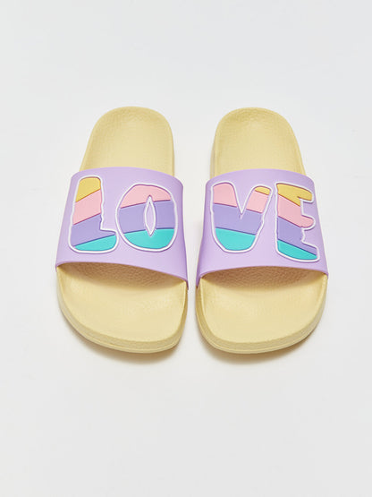 Single Striped Printed Girls' Slippers