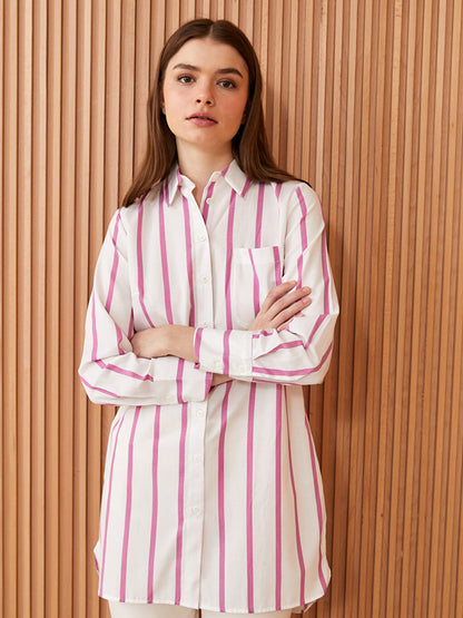 Striped Long Sleeve Women's Shirt Tunic