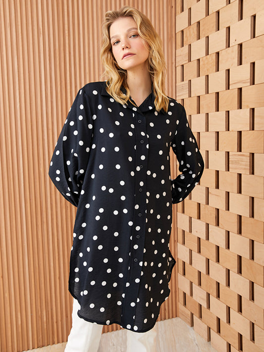 Polka Dot Long Sleeve Women's Shirt Tunic