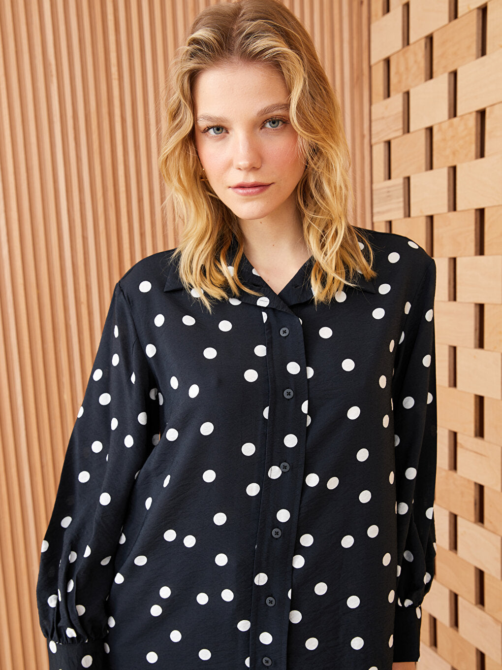 Polka Dot Long Sleeve Women's Shirt Tunic