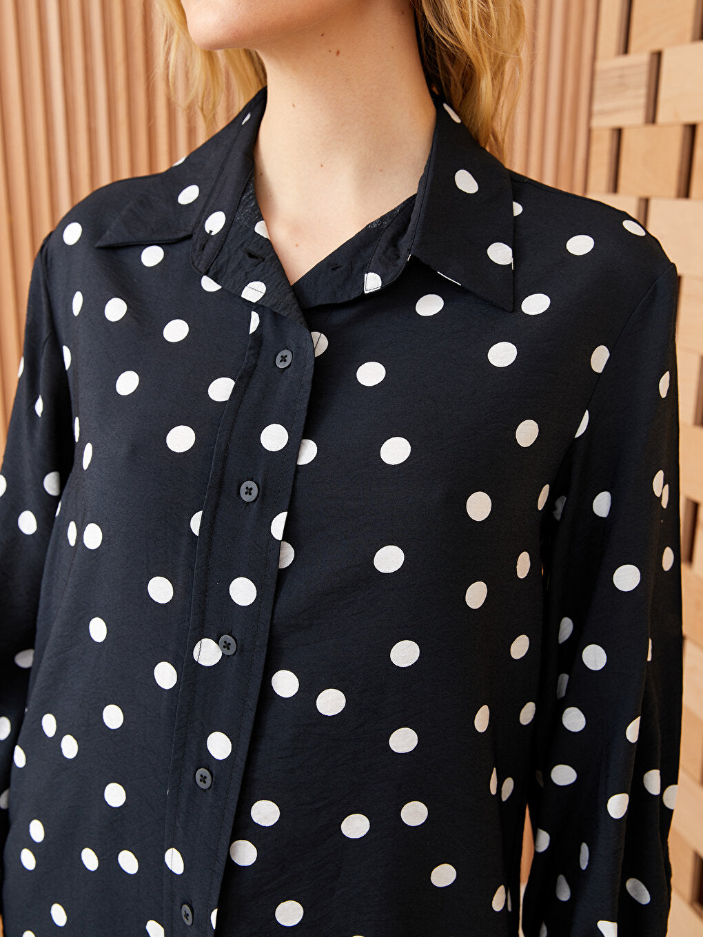 Polka Dot Long Sleeve Women's Shirt Tunic