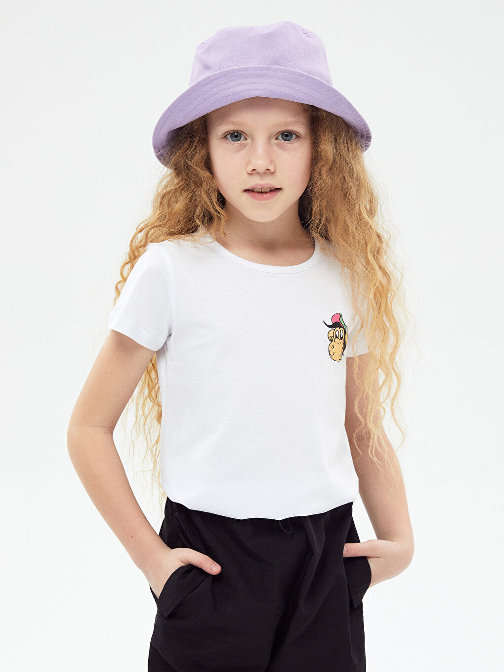 Crew Neck Nostalgic Monkey Printed Short Sleeve Girls' T-Shirt