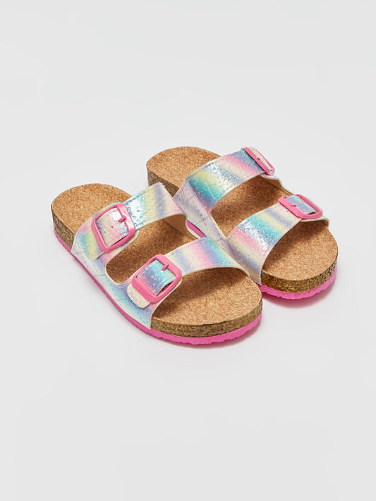 Girls' Slippers with Double Band Buckle Detail