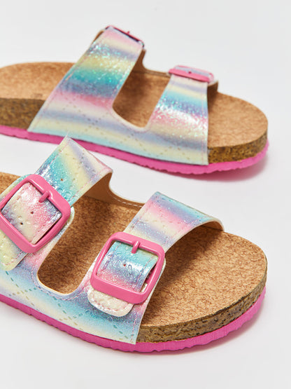 Girls' Slippers with Double Band Buckle Detail