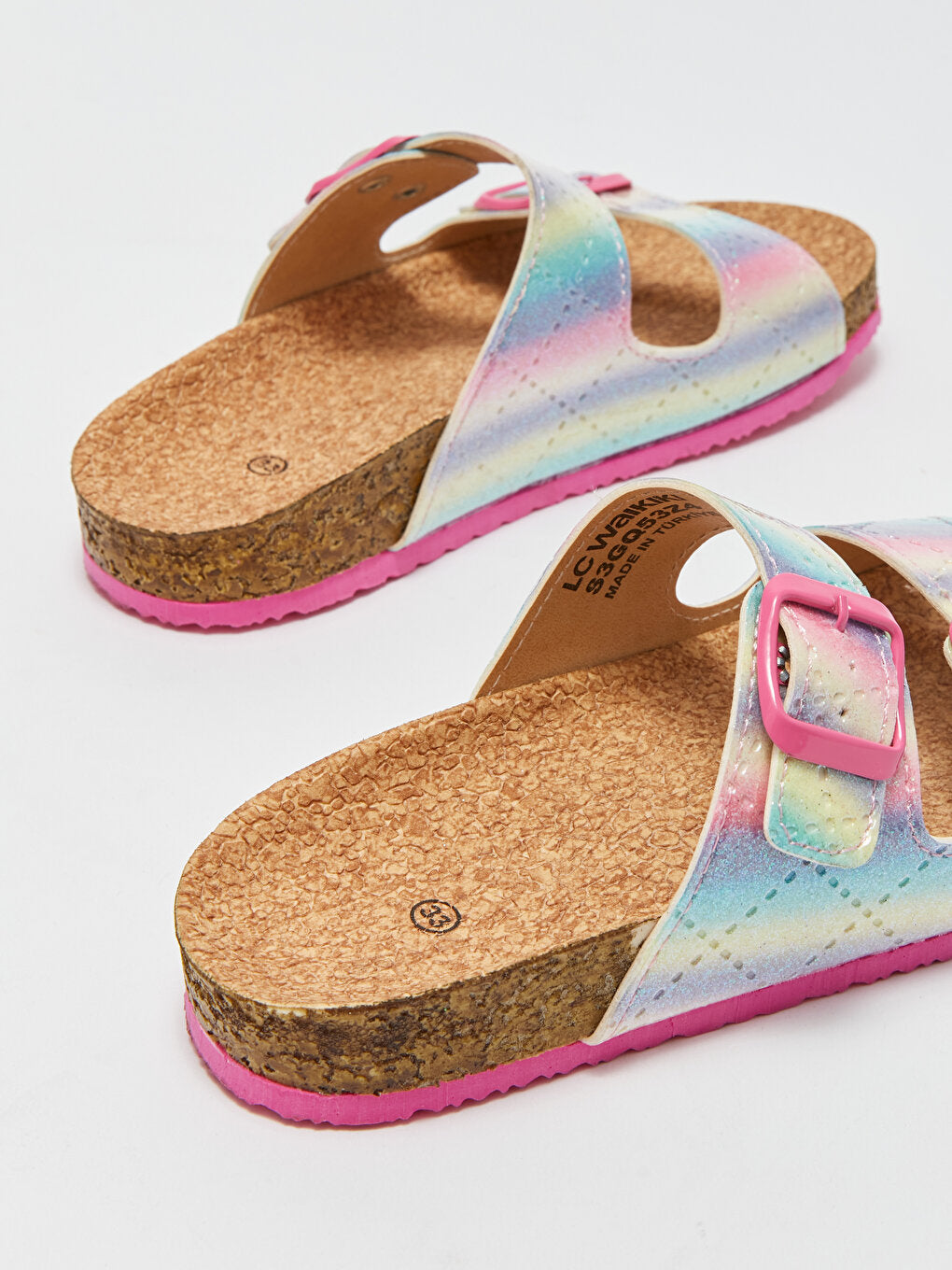 Girls' Slippers with Double Band Buckle Detail