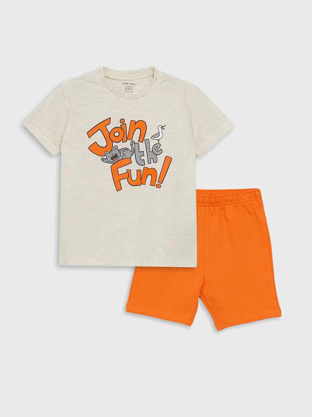 Crew Neck Printed Baby Boy T-Shirt and Shorts 2-Piece Set