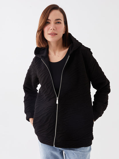 Hooded, Patterned Long Sleeve Women's Sports Cardigan