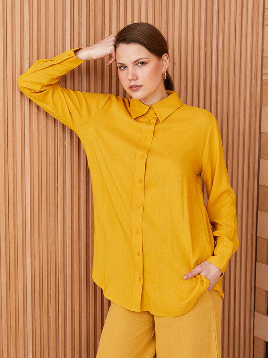 Plain Long Sleeve Women's Shirt Tunic