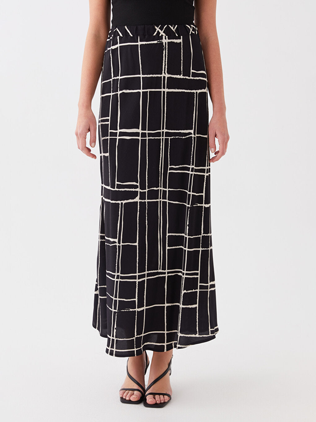 Patterned A-Line Women's Skirt with Elastic Waist