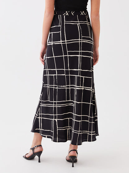 Patterned A-Line Women's Skirt with Elastic Waist