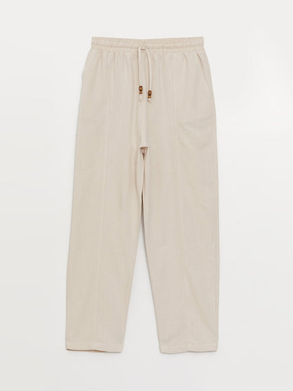 Comfortable Fit Plain Linen Blend Women's Trousers