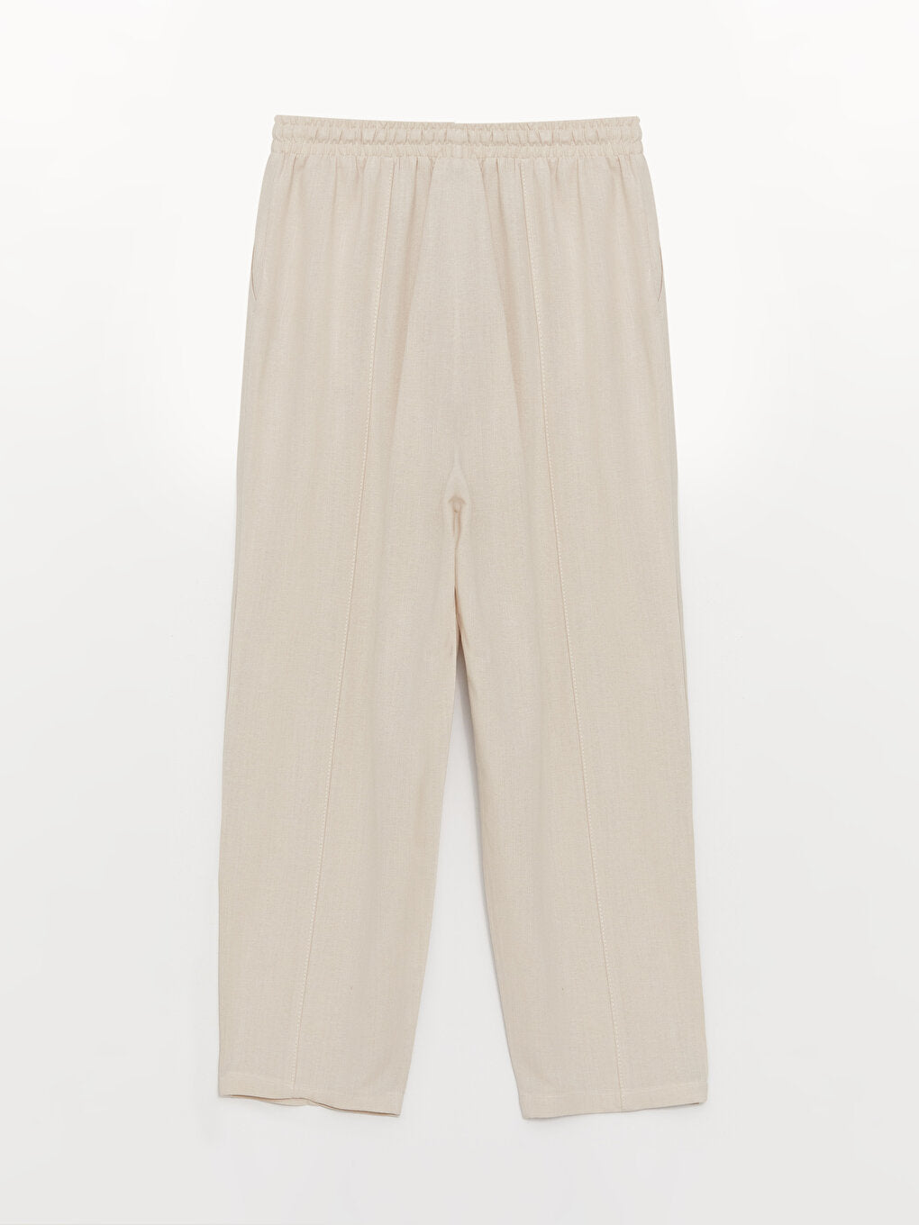 Comfortable Fit Plain Linen Blend Women's Trousers