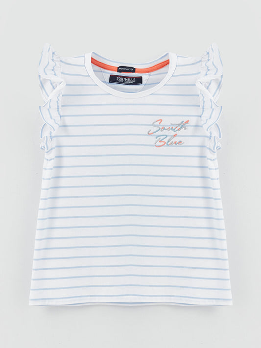 Crew Neck Striped Short Sleeve Girls' T-Shirt