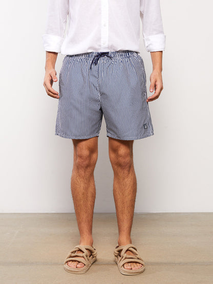 Short Length Striped Men's Swim Shorts