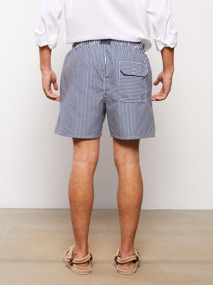 Short Length Striped Men's Swim Shorts