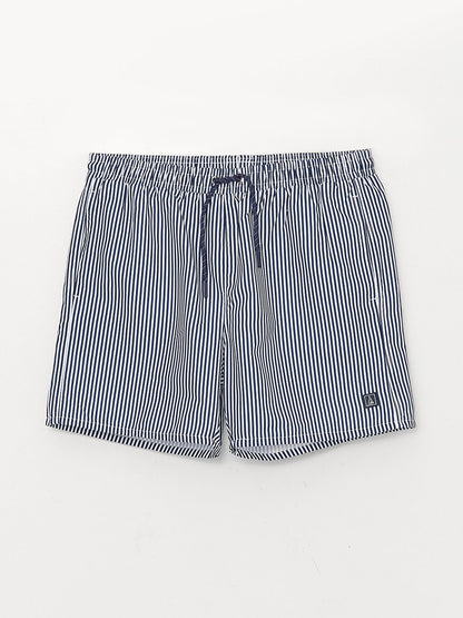 Short Length Striped Men's Swim Shorts