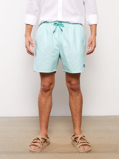 Short Length Striped Men's Swim Shorts