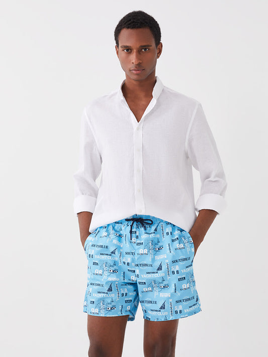 Short Patterned Men's Swim Shorts