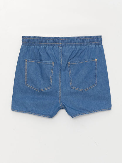 Women's Elastic Waist Straight Jean Shorts