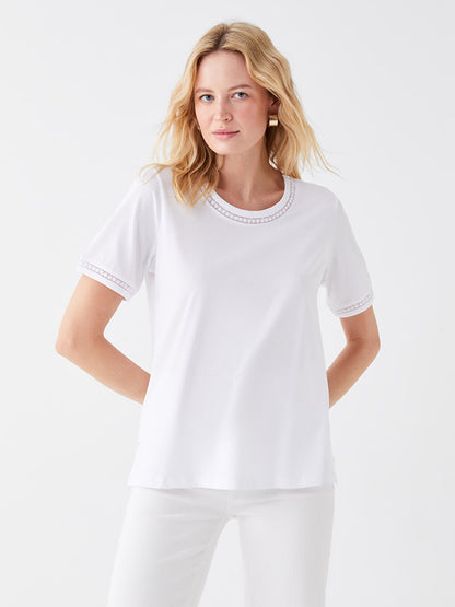 Crew Neck Plain Short Sleeve Women's Blouse