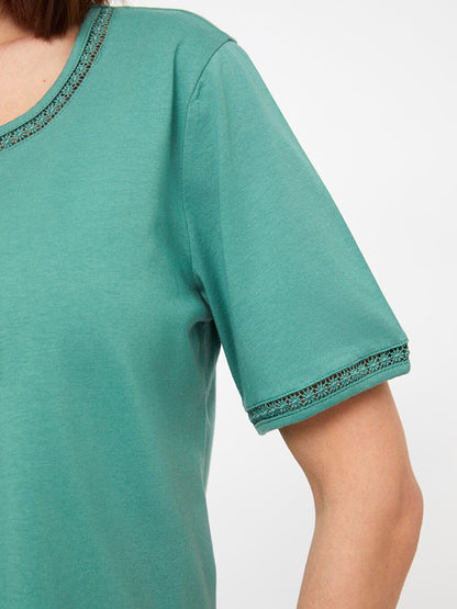 Crew Neck Plain Short Sleeve Women's Blouse