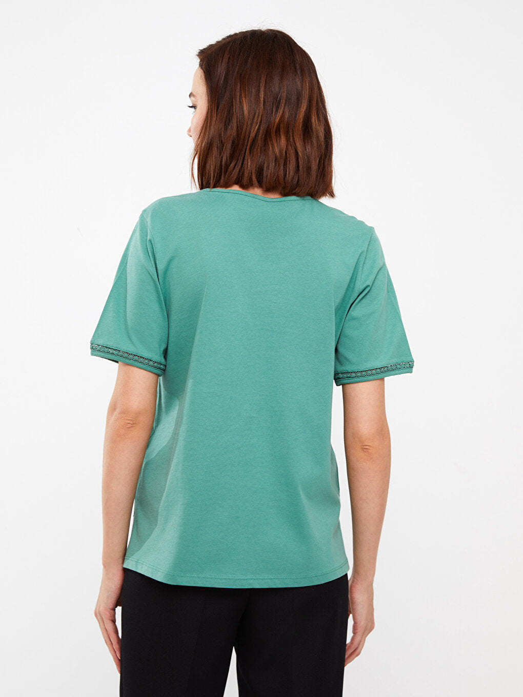 Crew Neck Plain Short Sleeve Women's Blouse