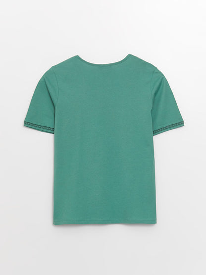 Crew Neck Plain Short Sleeve Women's Blouse