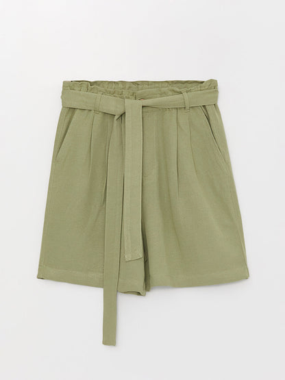 Comfortable Fit Plain Linen Blend Women's Shorts