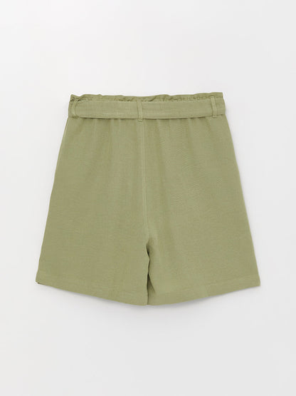 Comfortable Fit Plain Linen Blend Women's Shorts