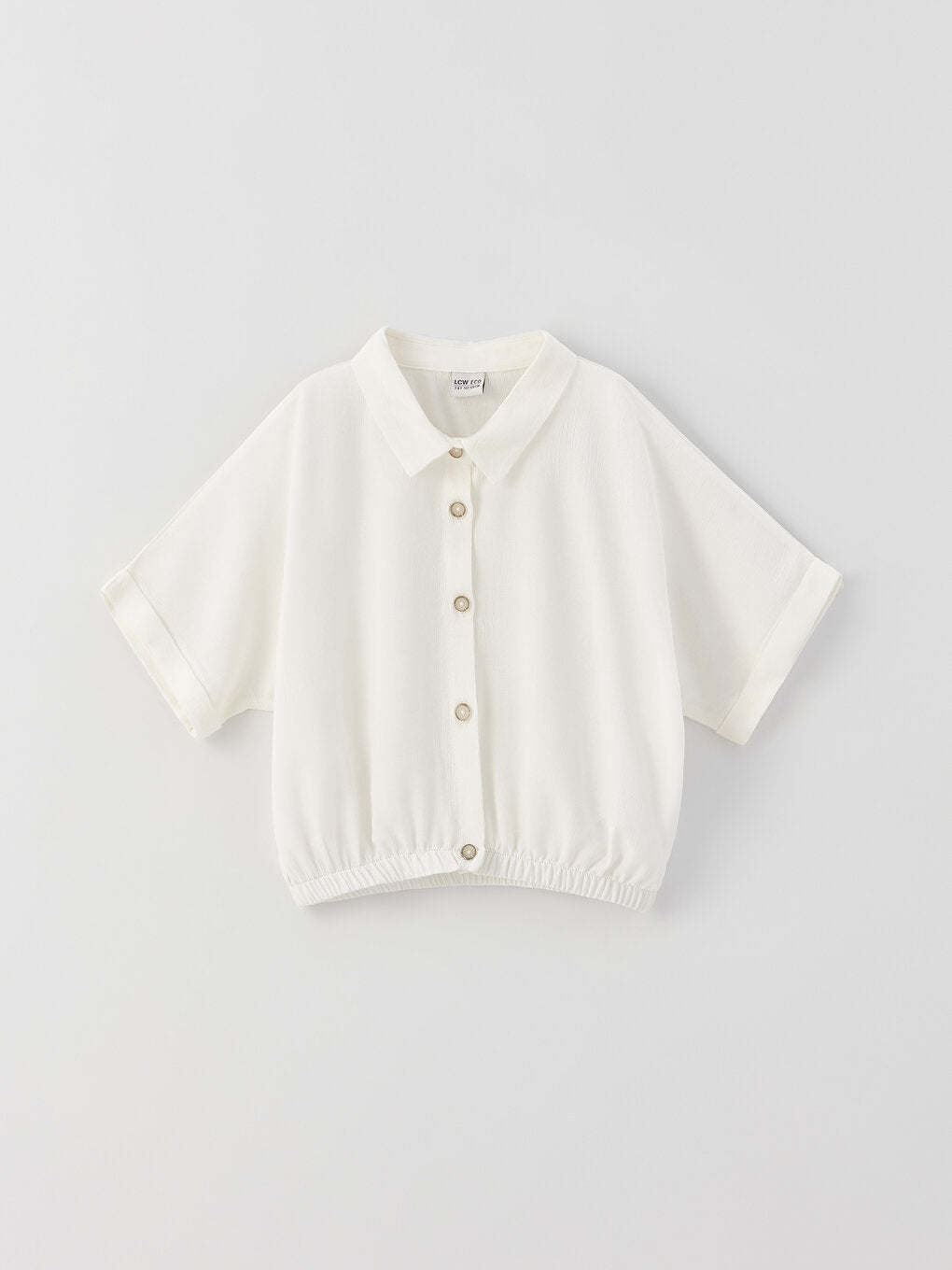 Basic Short Sleeve Girls Crop Shirt