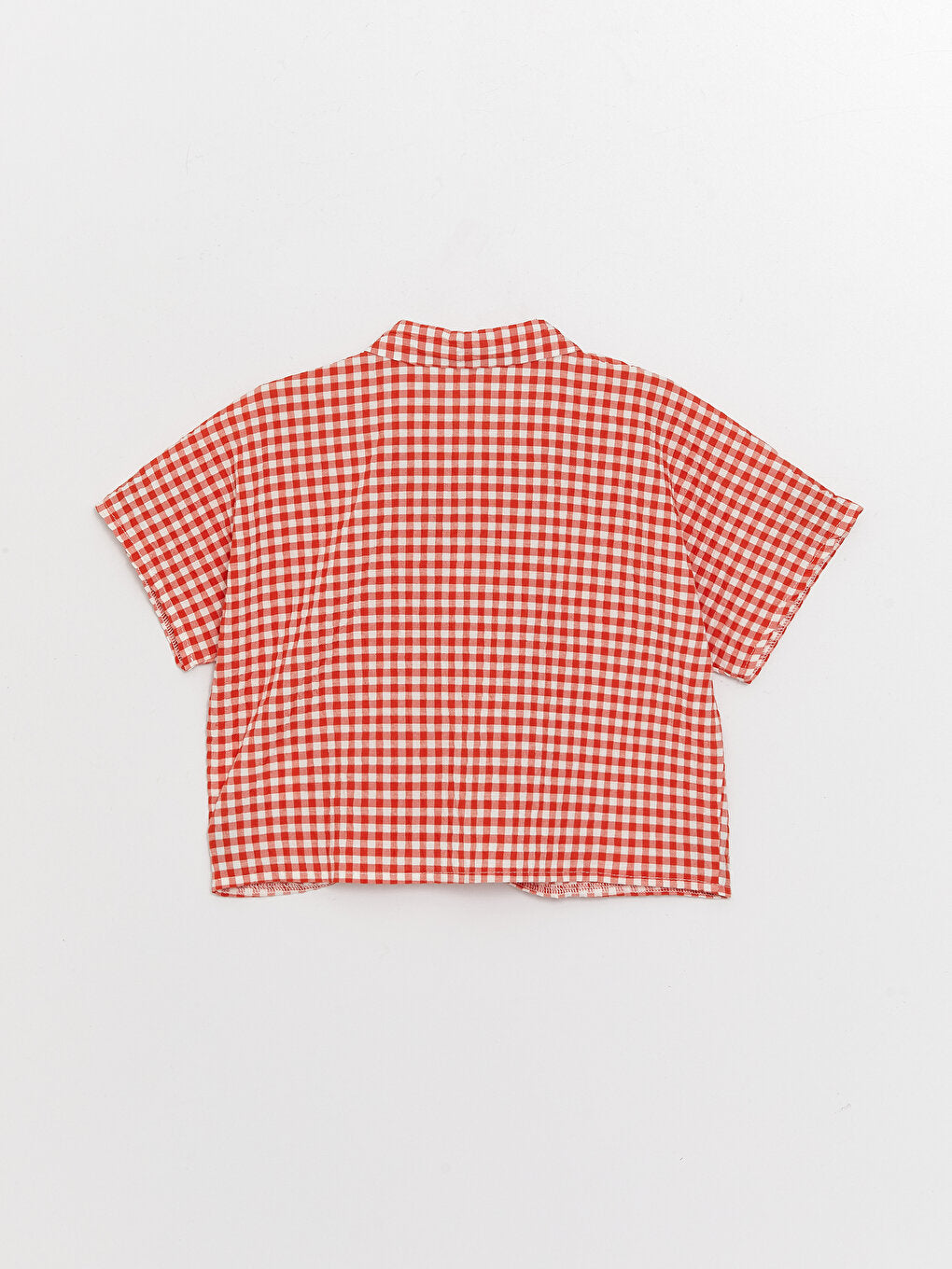 Plaid Short Sleeve Girls Crop Shirt