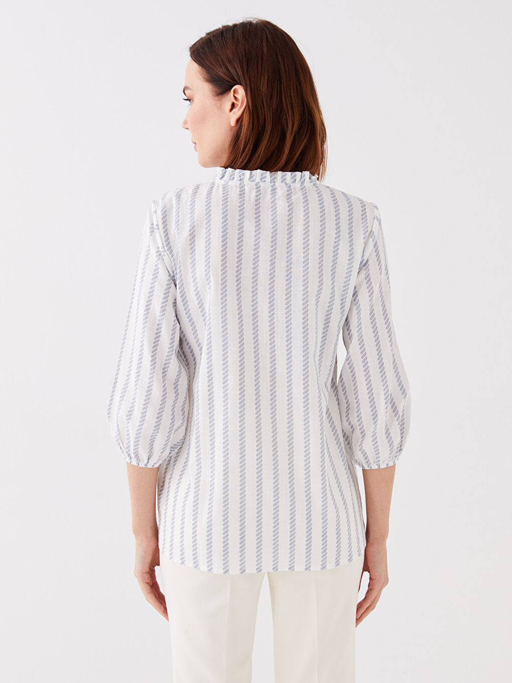 Loose Collar Embroidered Poplin Women's Shirt