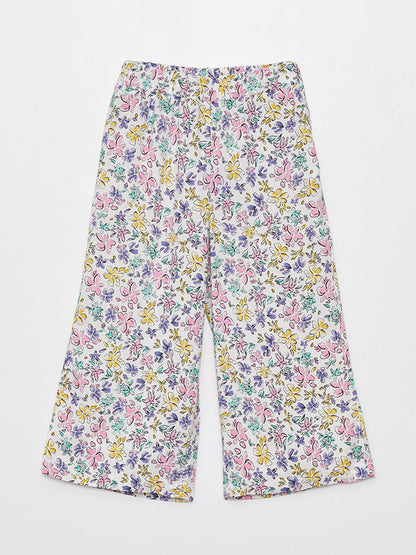 Patterned Girl's Capri with Elastic Waist