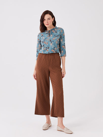 Comfortable Pattern Patterned Women's Trousers with Elastic Waist