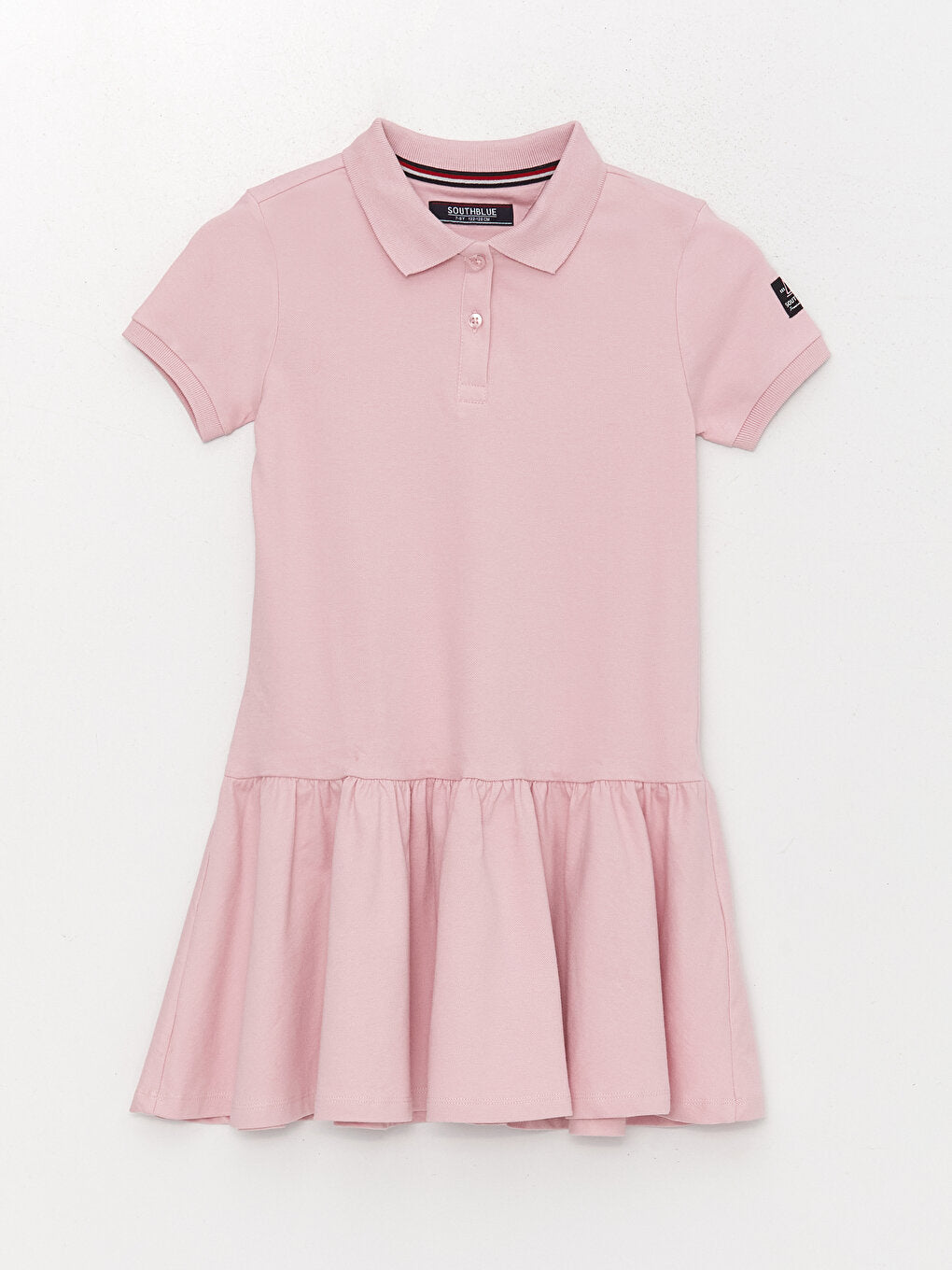 Polo Neck Basic Short Sleeve Girl's Dress