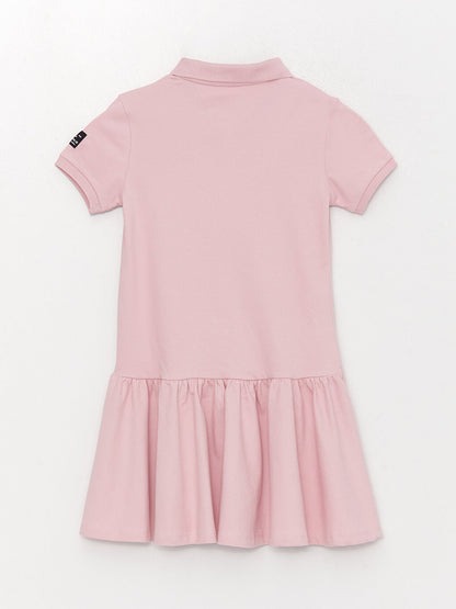 Polo Neck Basic Short Sleeve Girl's Dress