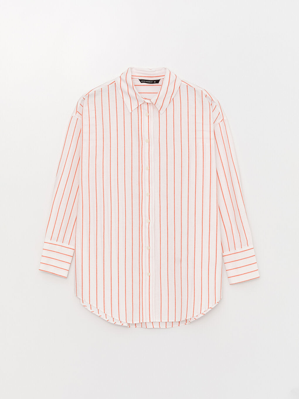 Striped Long Sleeve Oversize Poplin Women's Shirt Tunic