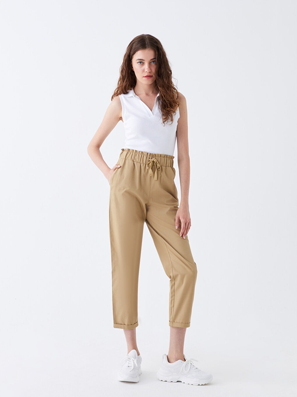 Comfortable Fit Straight Gabardine Women's Trousers