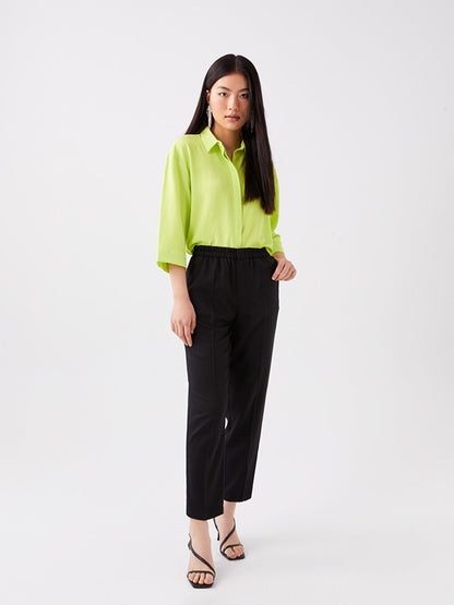 Cigarette Women's Trousers with Elastic Waist